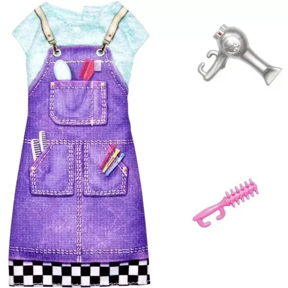 ❤️ BNWT Barbie Fashion Career Hair Stylist Outfit Blow Dryer Brush Pet Groomer - Picture 3 of 3